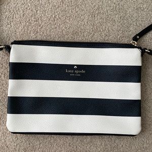 kate spade Black and White Striped Crossbody Pouch